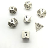Chessex 7 Set Polyhedral Dice Solid Metal Silver CHX 27021 - Radar Toys