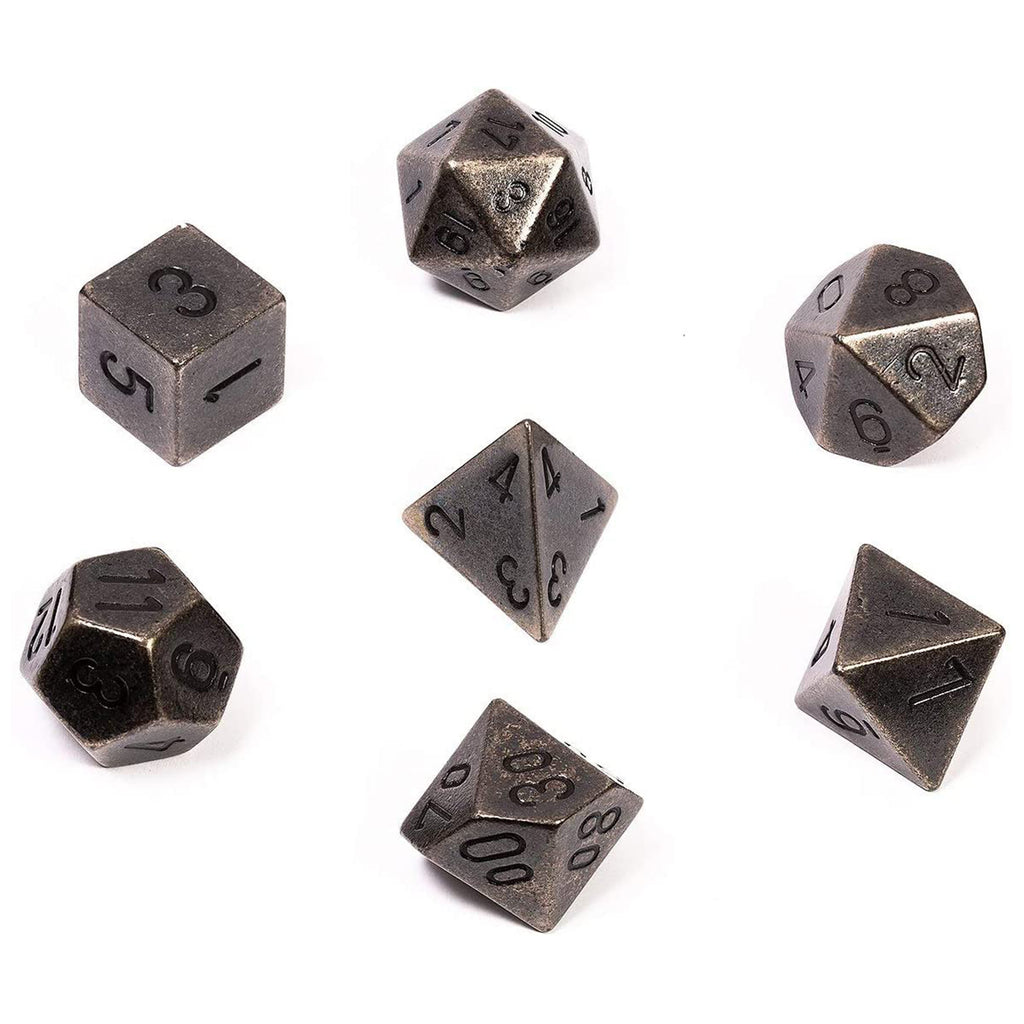 Chessex 7 Set Polyhedral Dice Solid Dark Metal  CHX 27028