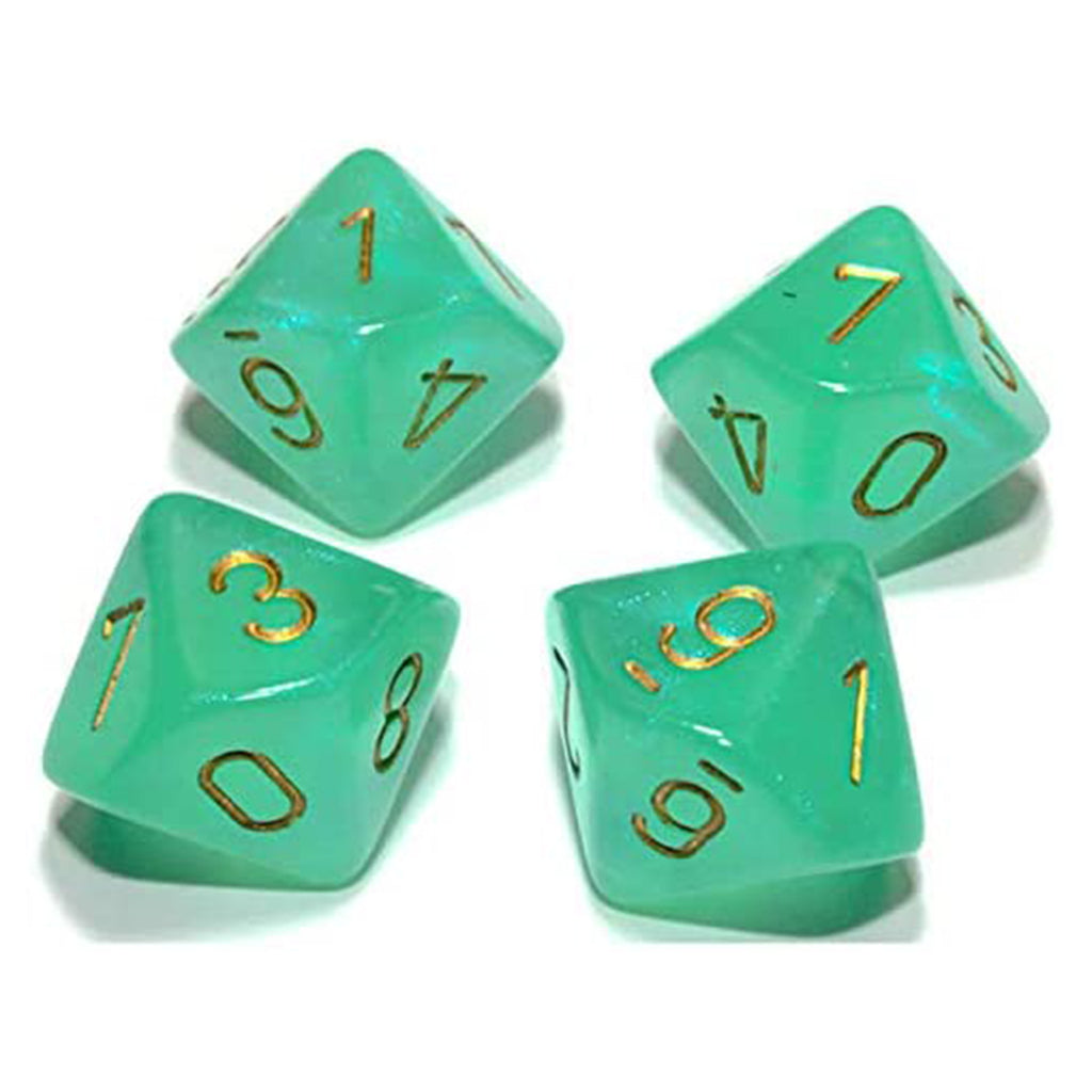 Chessex 10 D10 Polyhedral Dice Nebula Light Green Gold  Luminary CHX27375