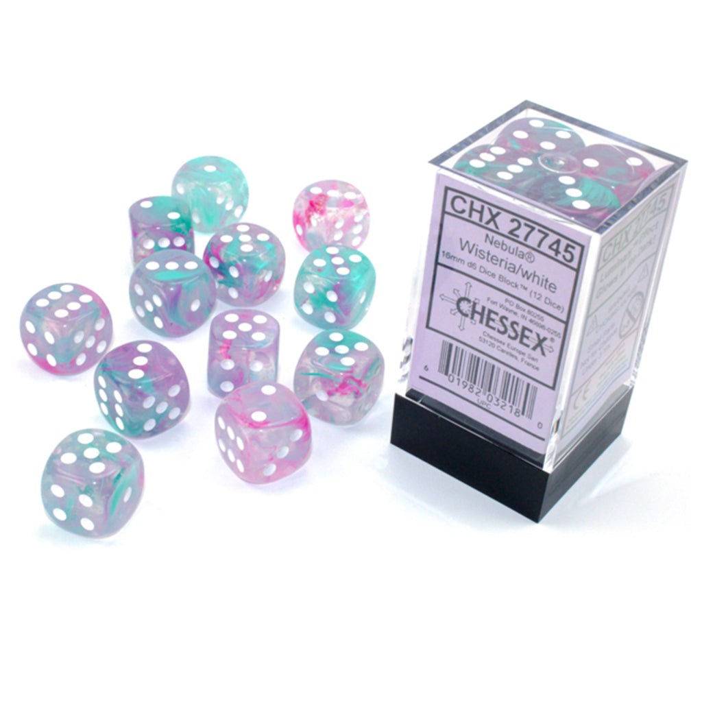 Chessex 7 Set Polyhedral Dice Nebula Wisteria White D6 Luminary CHX27745