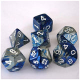 Chessex 7 Set Polyhedral Dice Blue Steel White CHX26423 - Radar Toys
