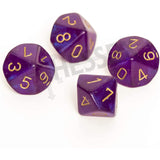 Chessex 10 Set Polyhedral Dice Borealis Royal Purple Gold Luminary D10s CHX27387 - Radar Toys