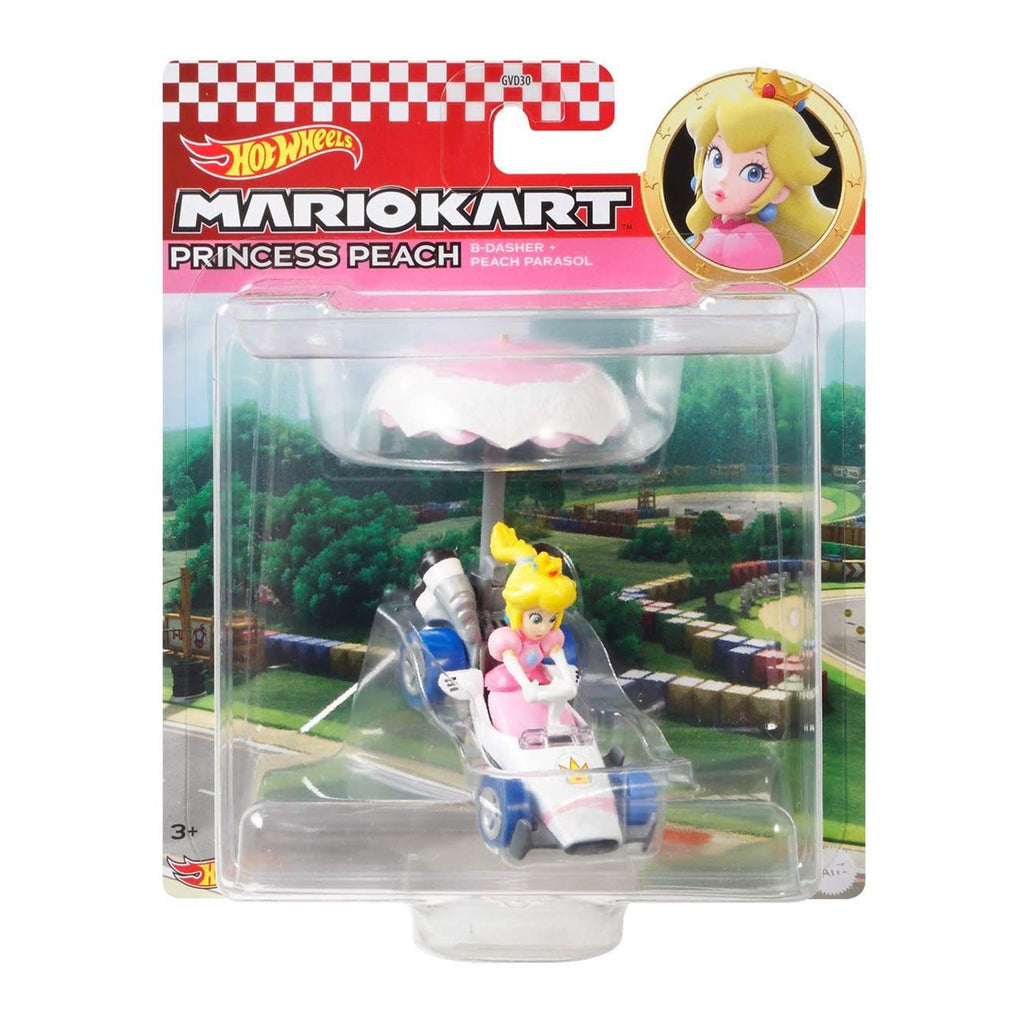 Hot Wheels Mario Kart Princess Peach B Dasher Parasol Car - Radar Toys