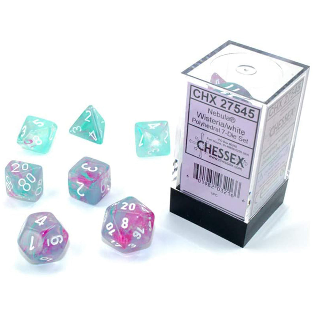 Chessex 7 Set Polyhedral Dice Nebula Wisteria White CHX27545