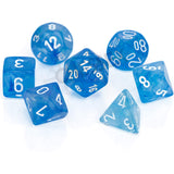 Chessex 7 Set Polyhedral Dice Borealis Sky Blue White Luminary CHX27586 - Radar Toys