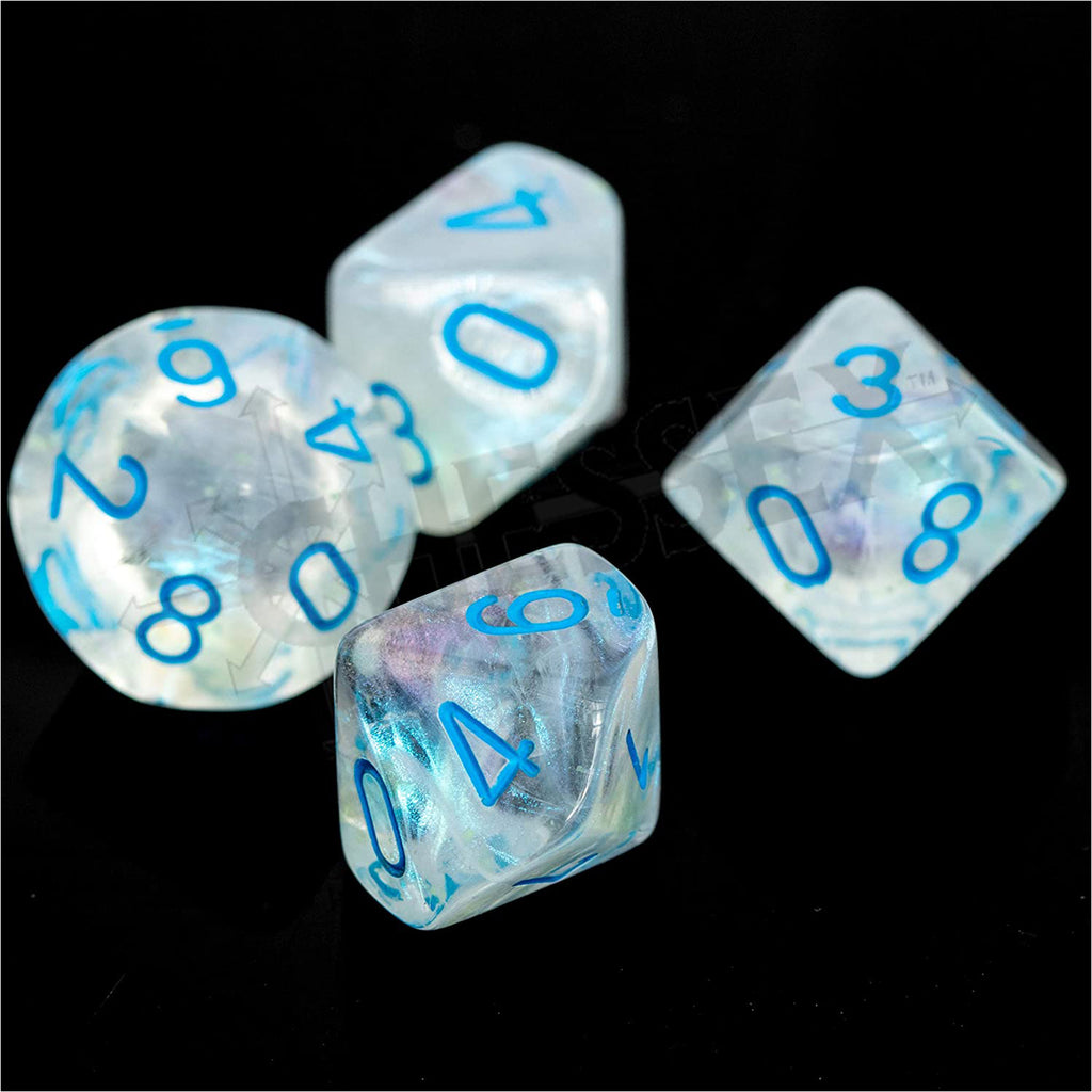 Chessex 10 D10 Polyhedral Dice Borealis Icicle Light Blue Luminary CHX27381