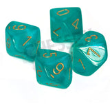 Chessex 7 Set Polyhedral Dice Borealis Teal Gold Luminary D10s CHX27385 - Radar Toys