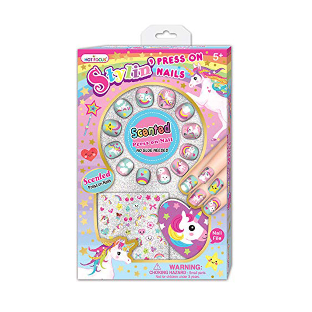 Hot Focus Scented Stylin' Press On Nails Unicorn Set