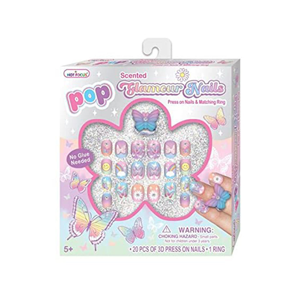 Hot Focus Scented Pop Glamour Nails Tie Dye Butterfly Set - Radar Toys