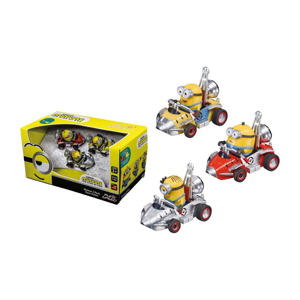 Carrera Pull Speed Minions Rise Of Gru Set Of Three Pull Back Cars - Radar Toys