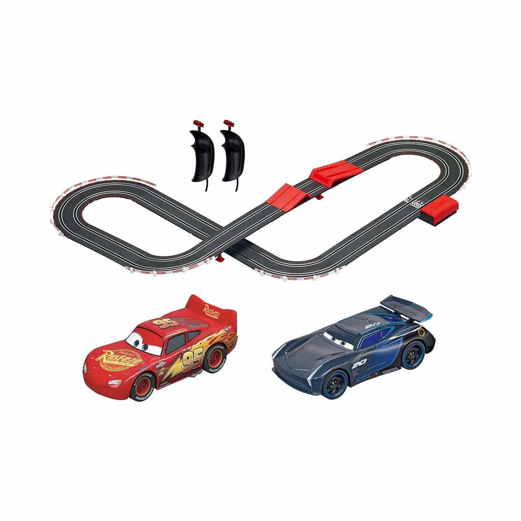 Carrera GO Disney Pixar Cars Lightning McQueen Vs Jackson Storm 1:43 Slot Car Racing Set - Radar Toys