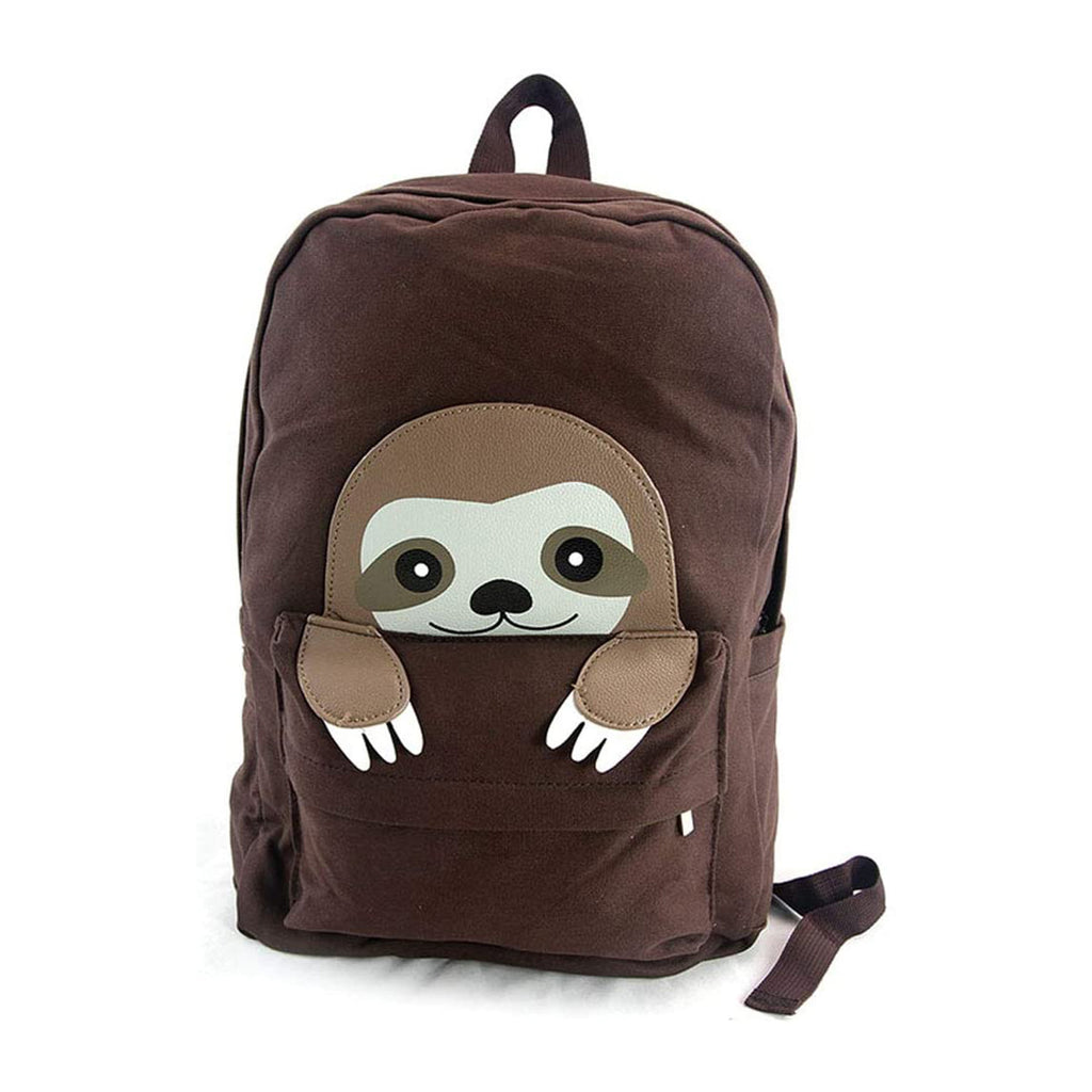 Peeking Baby Sloth Brown Canvas Backpack - Radar Toys