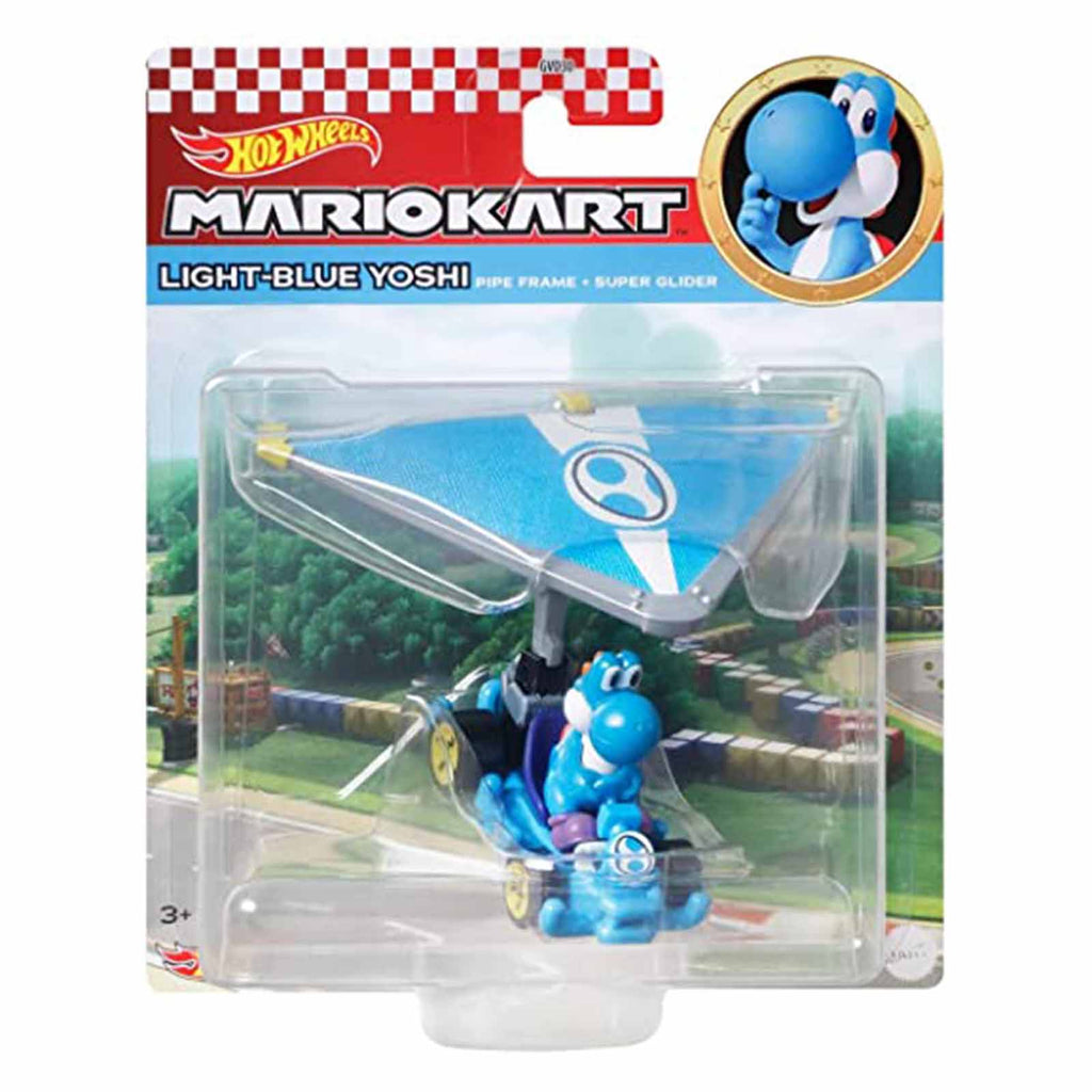 Hot Wheels Mario Kart Light-Blue Yoshi Pipe Frame Super Glider Car - Radar Toys