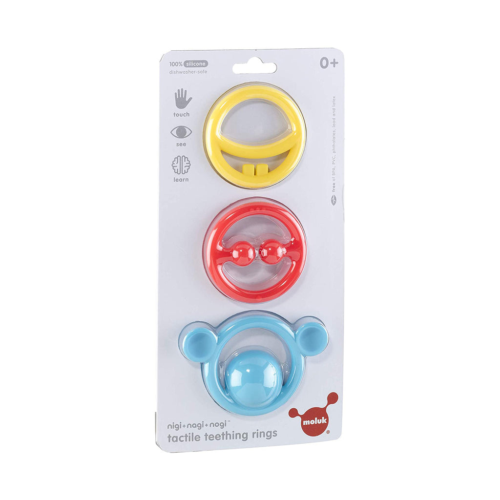 Playmonster Nigi Nagi And Nogi Primary Colors Tactile Teething Rings Toy