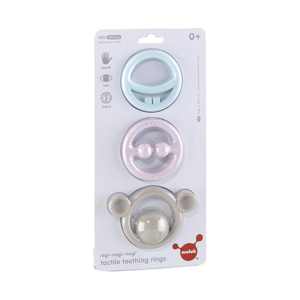 Playmonster Nigi Nagi And Nogi Pastel Colors Tactile Teething Rings Toy