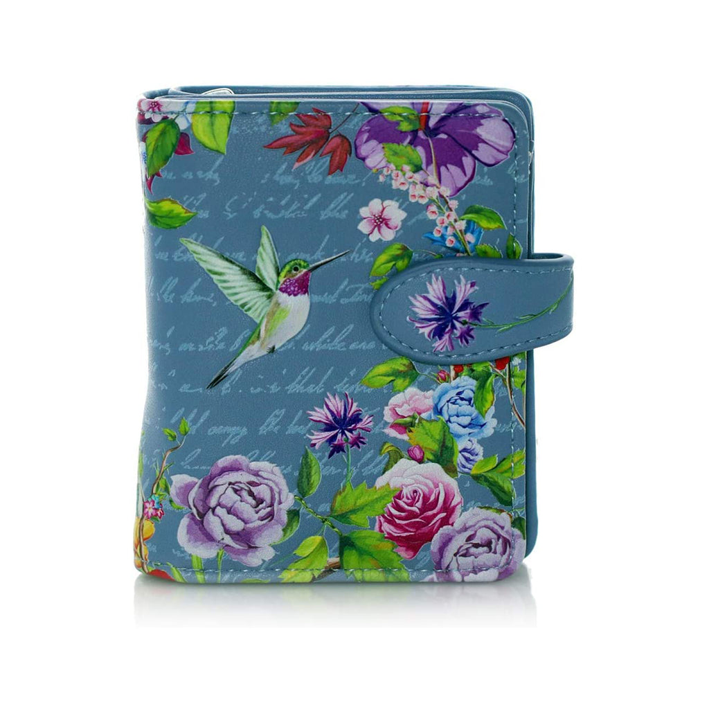 Shagwear Vintage Hummingbird Garden Small Blue Zipper Wallet - Radar Toys
