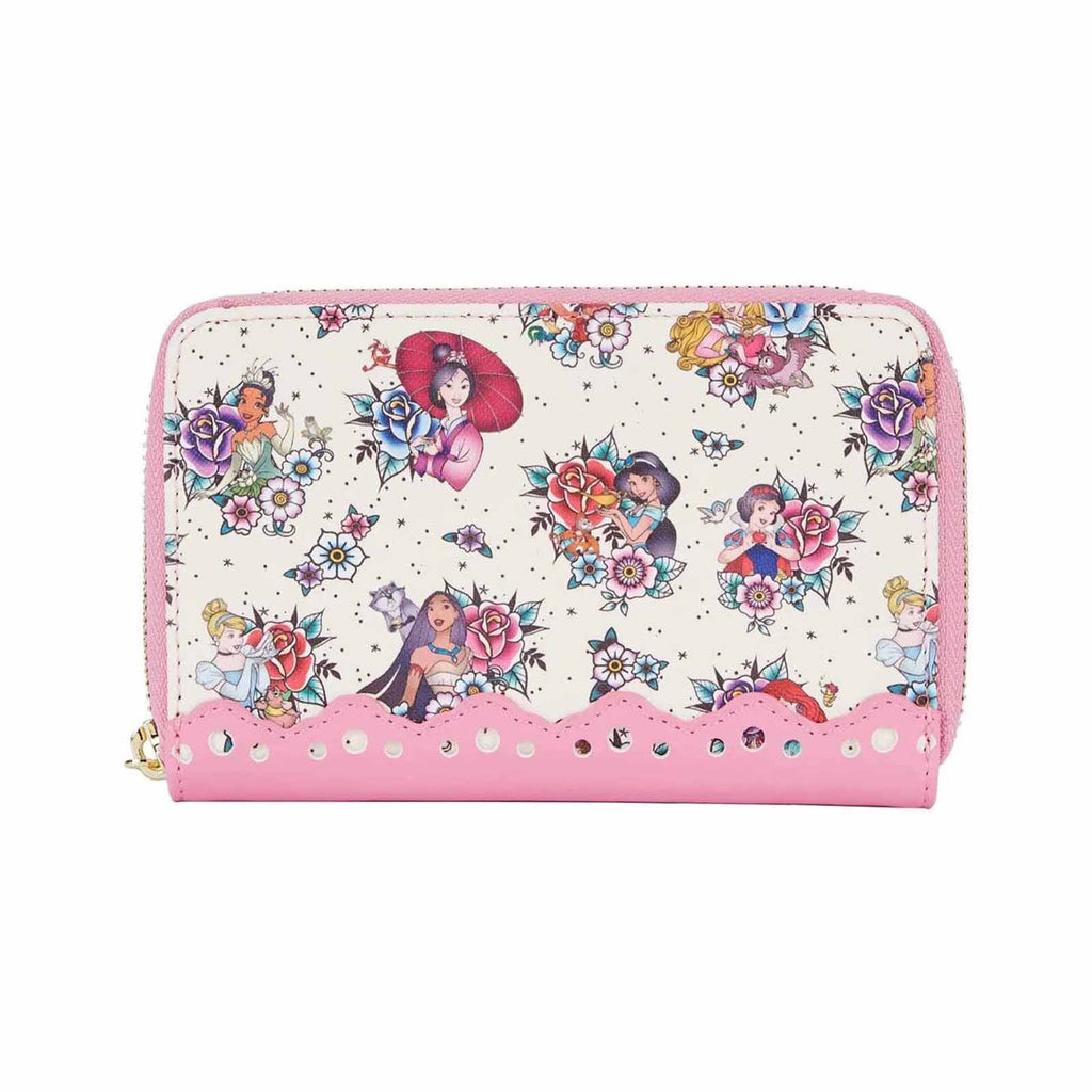 Loungefly Disney Princess Tattoo All Over Print Zip Around Wallet