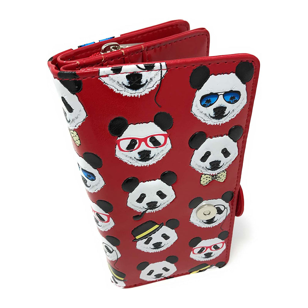 Shagwear Panda Repeat Large Red Zipper Wallet - Radar Toys