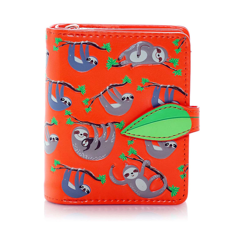 Shagwear Sloth Hang In There Small Orange Zipper Wallet - Radar Toys