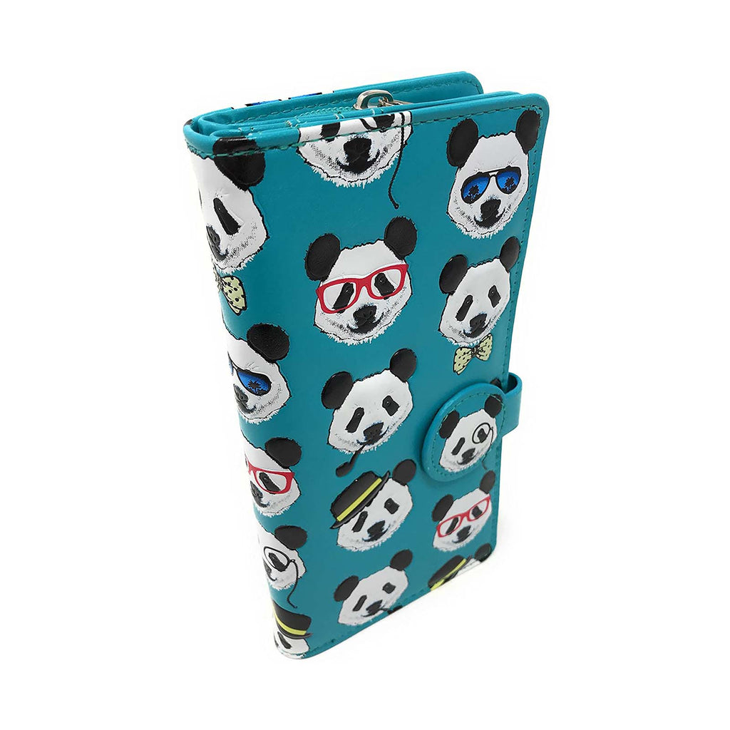 Shagwear Panda Repeat Large Teal Zipper Wallet - Radar Toys