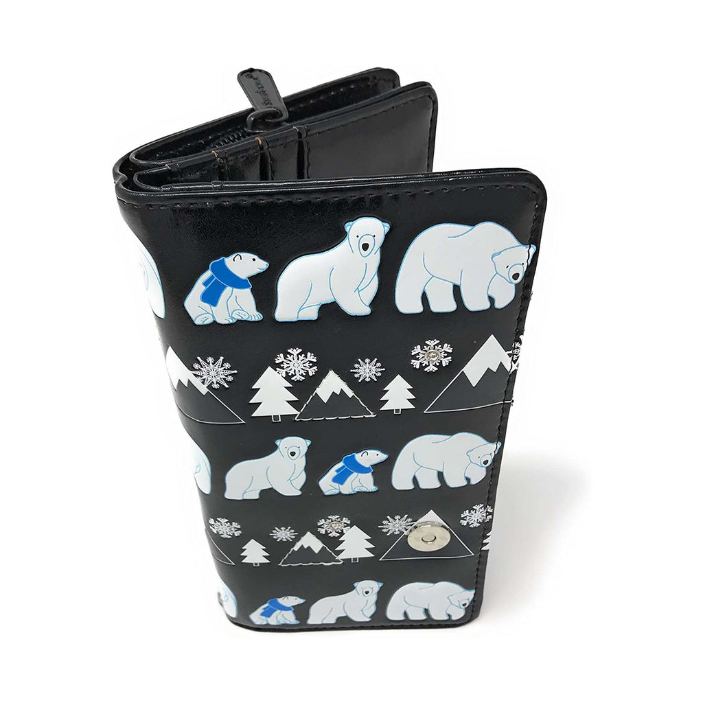 Shagwear Polar Bear Pattern Large Black Zipper Wallet - Radar Toys