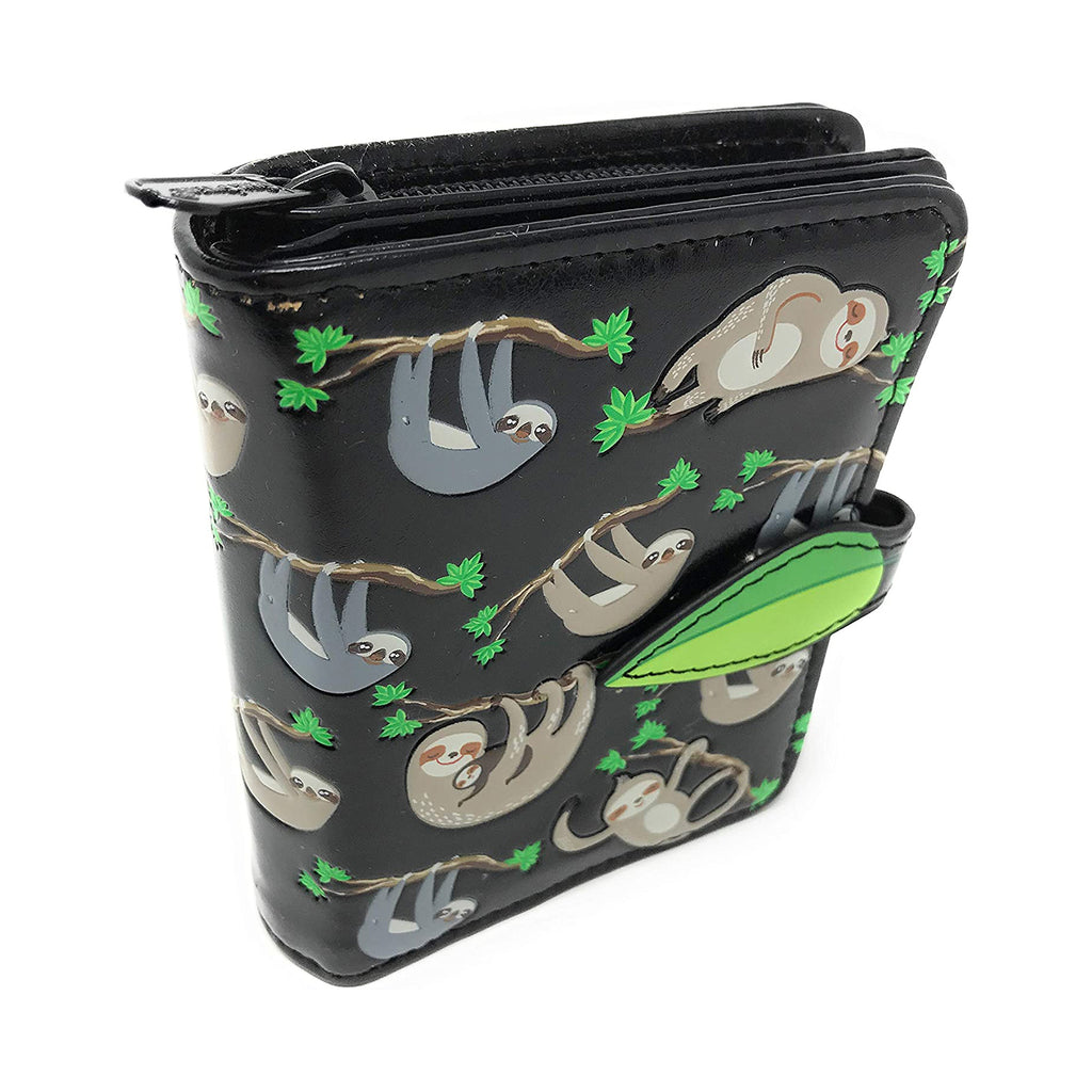 Shagwear Sloth Hang In There Small Black Zipper Wallet - Radar Toys