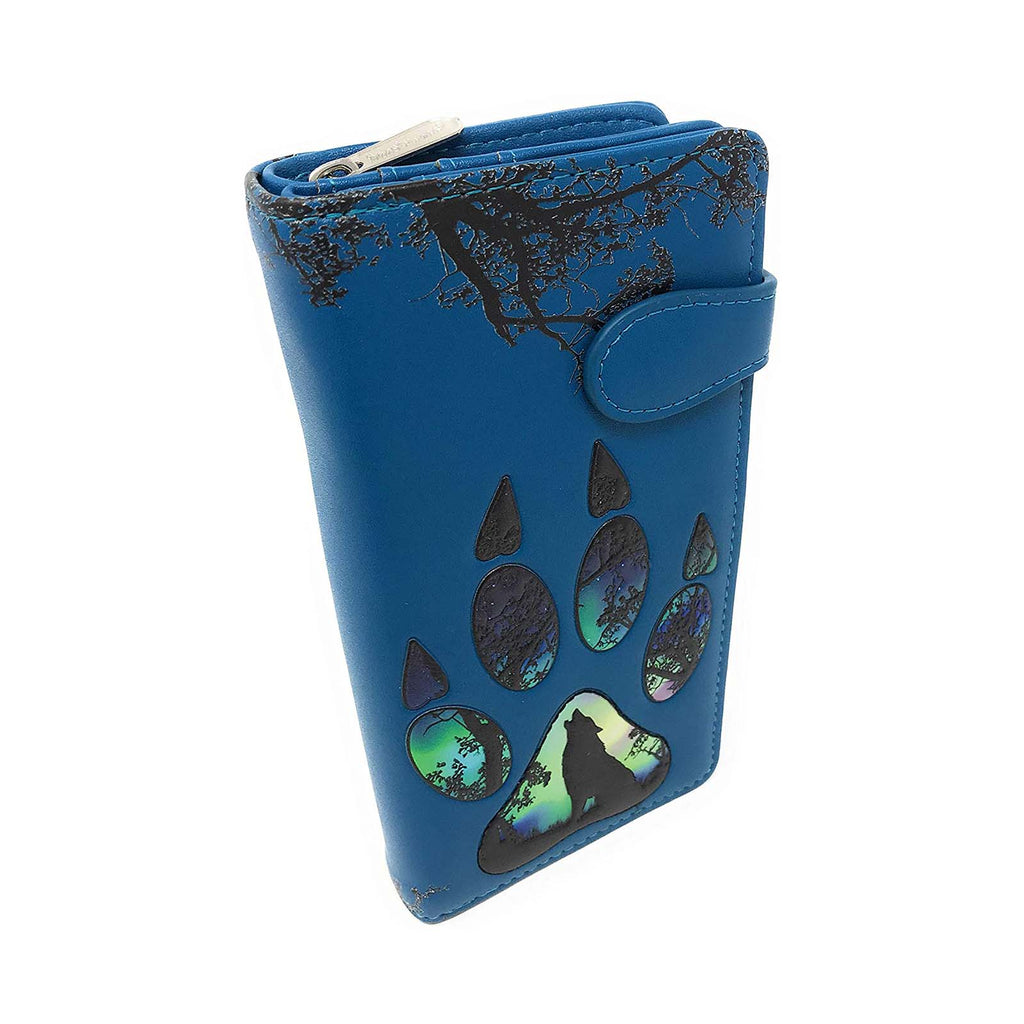 Shagwear Wolf Paw Print Large Blue Zipper Wallet - Radar Toys
