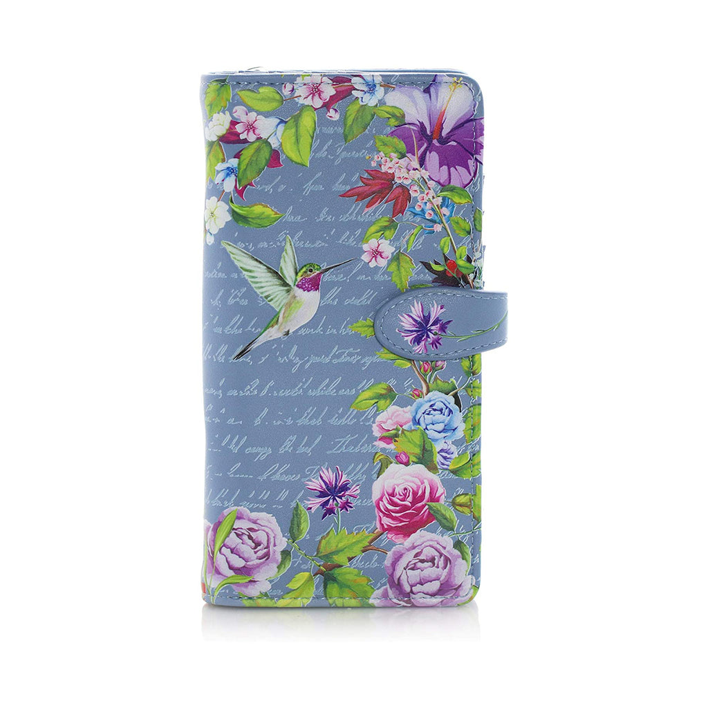 Shagwear Vintage Humming Bird Garden Large Blue Zipper Wallet - Radar Toys