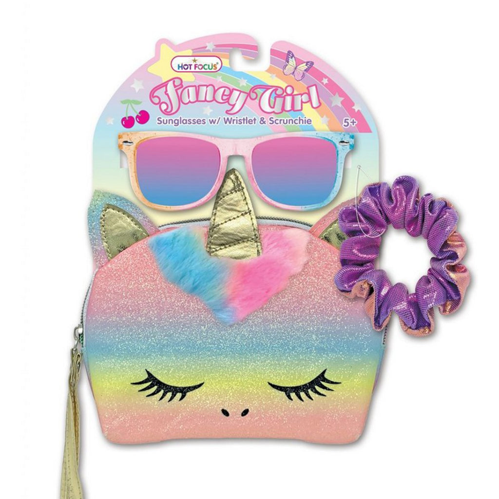 Hot Focus Fancy Girl Sunglasses With Wristlet And Scrunchie Unicorn Set - Radar Toys