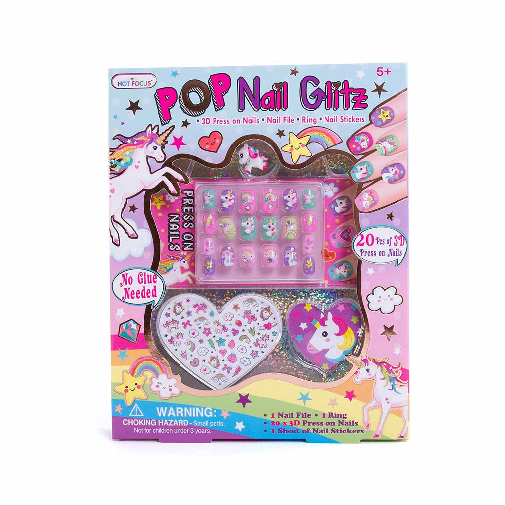 Hot Focus Unicorn Pop Nail Glitz Press On Nails Set - Radar Toys
