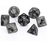 Chessex 7 Set Polyhedral Dice Borealis Light Smoke Silver Luminary CHX27578 - Radar Toys
