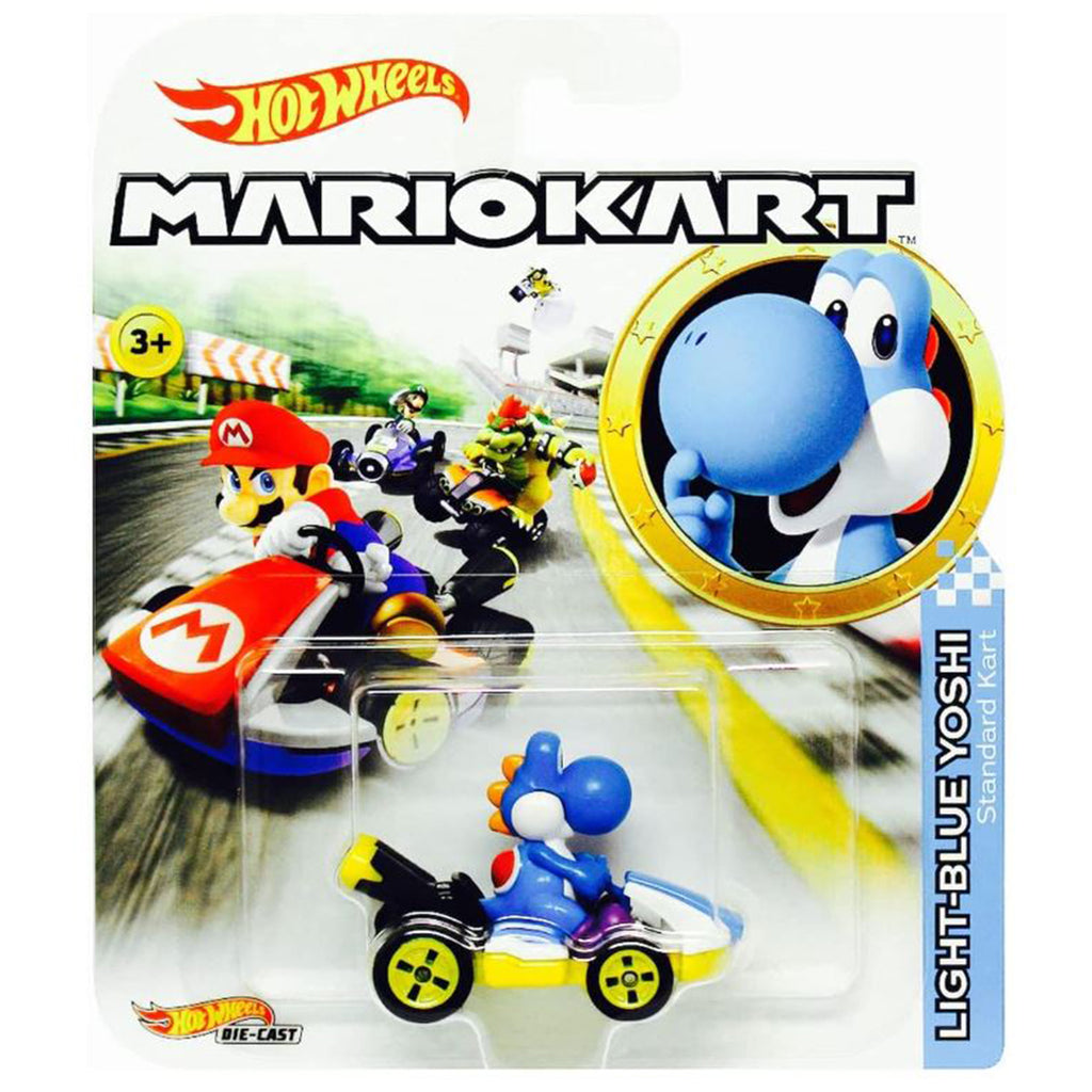 Hot Wheels Mario Kart Blue Yoshi Standard Kart - Radar Toys
