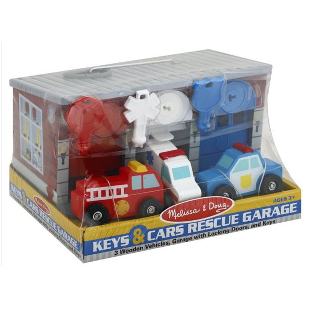 Melissa And Doug Keys And Cars Rescue Garage Wooden Play Set - Radar Toys