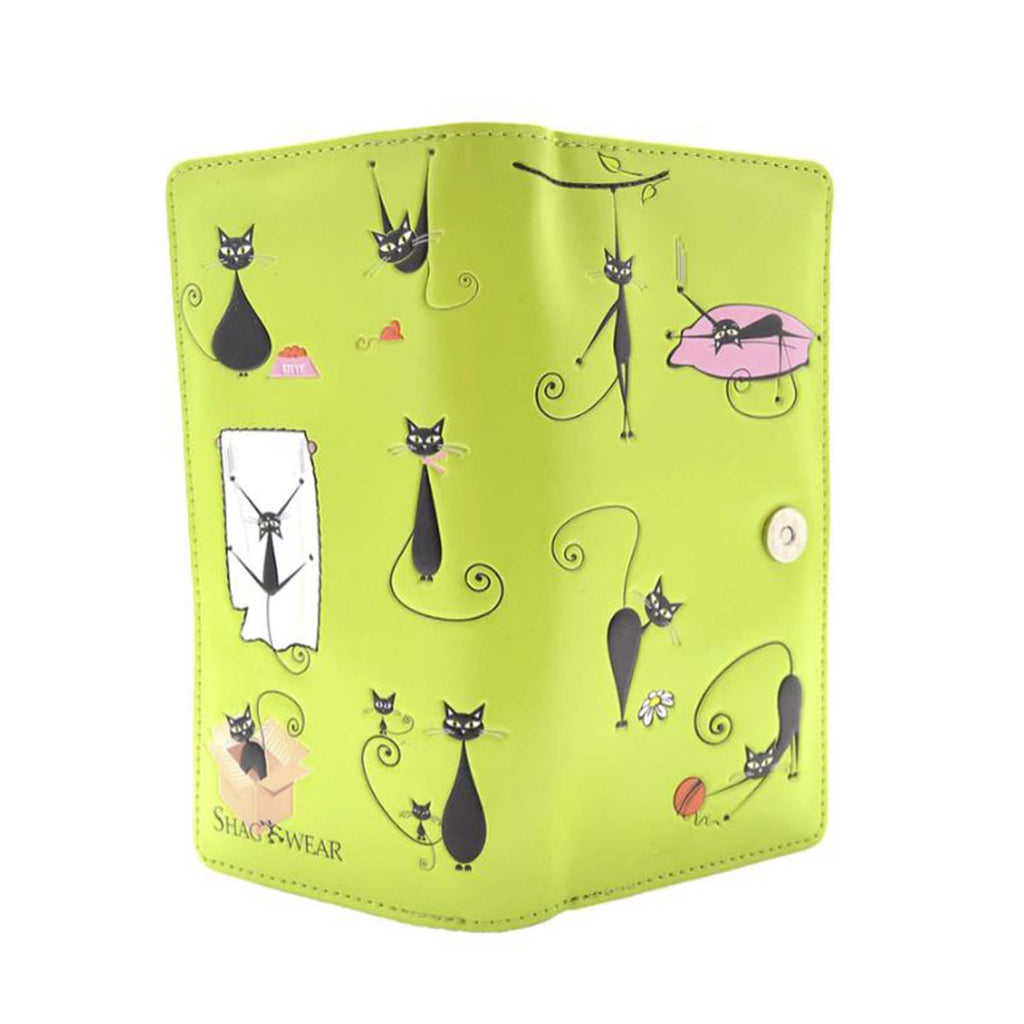 Shagwear Crazy Cats Large Lime Zipper Wallet - Radar Toys
