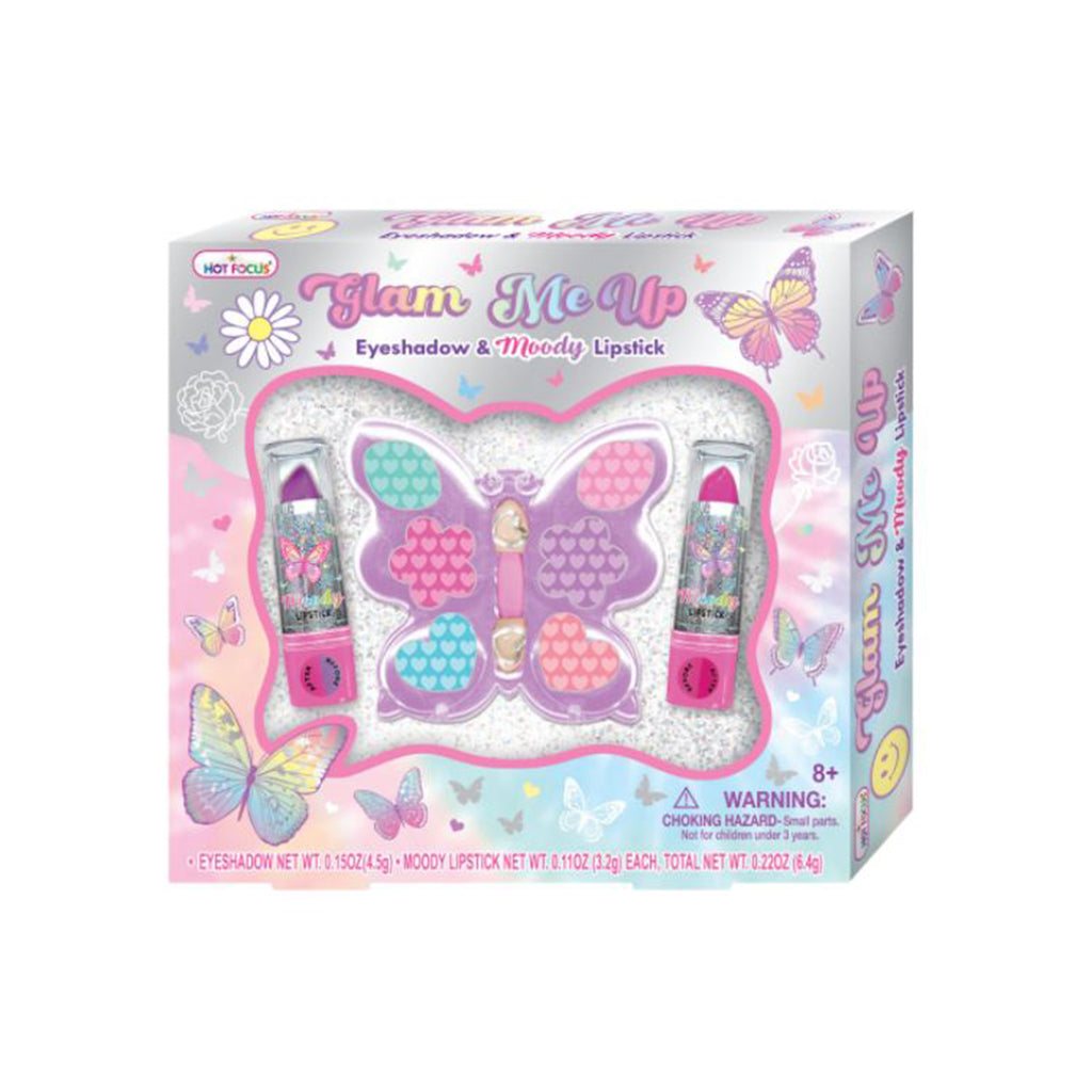 Hot Focus Glam Me Up Eyeshadow And Moody Lipstick Tie Dye Butterfly Set - Radar Toys