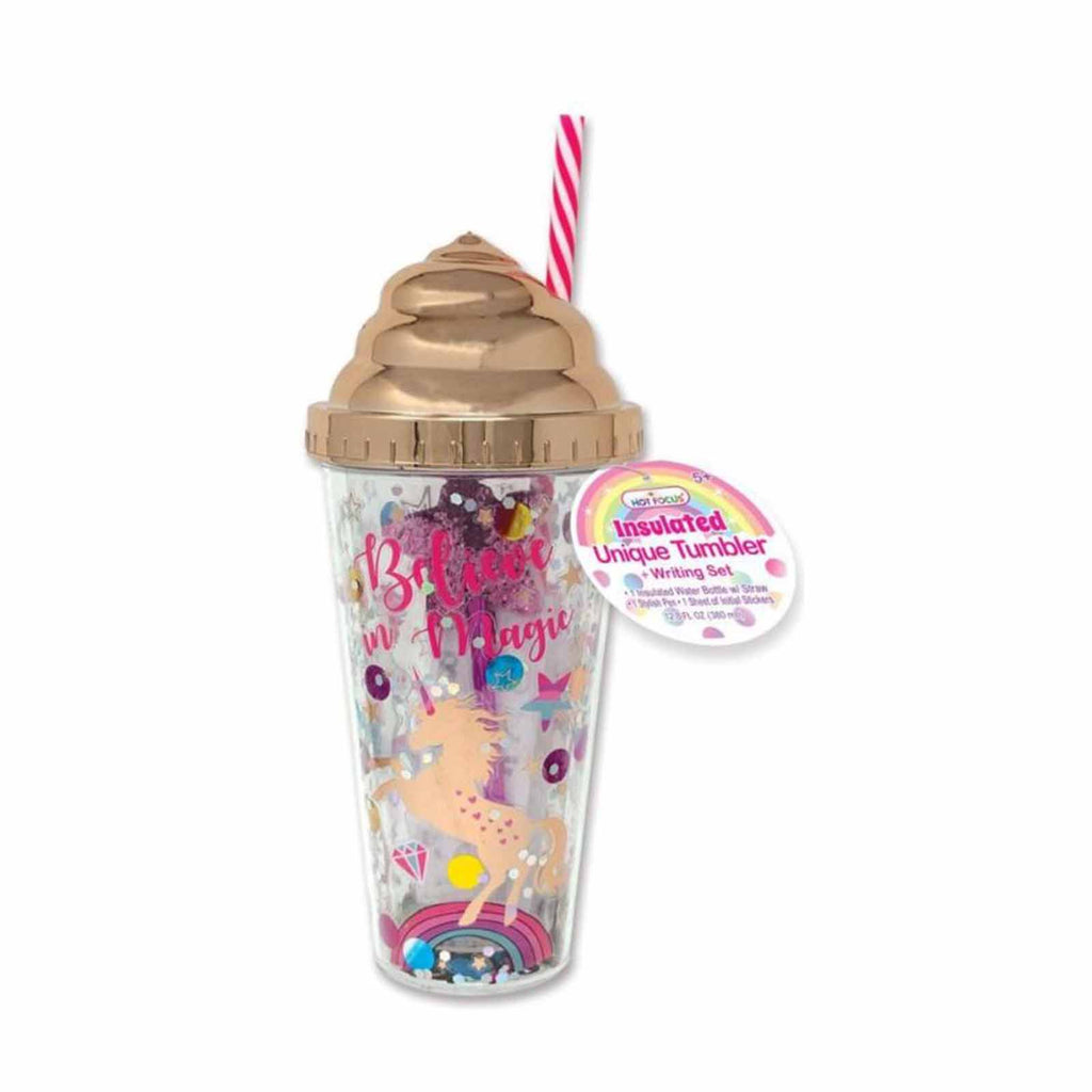 Hot Focus Unicorn Insulated Unique Writing Fun Tumbler Set - Radar Toys