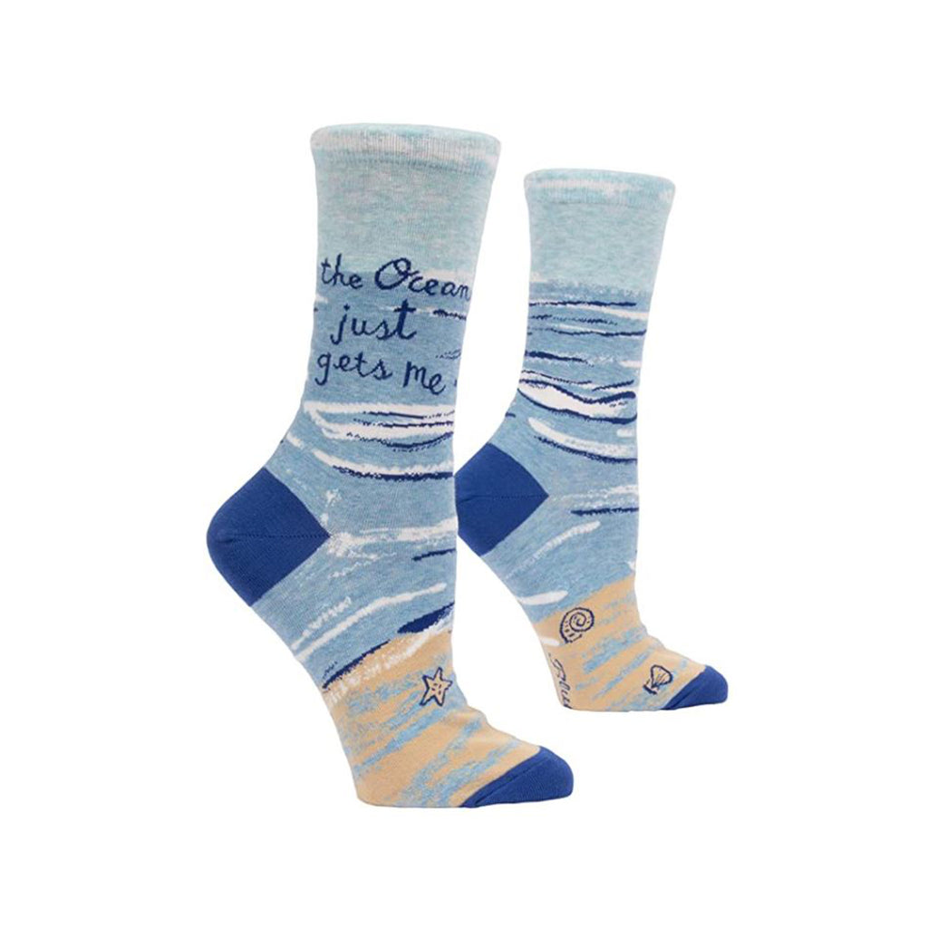 Blue Q Ocean Gets Me Single Pair Crew Socks - Radar Toys