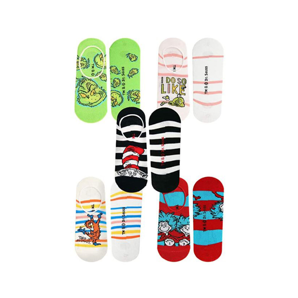 Elope Dr. Seuss No Show Sock Set Adult 5 Pair Of Crew Socks