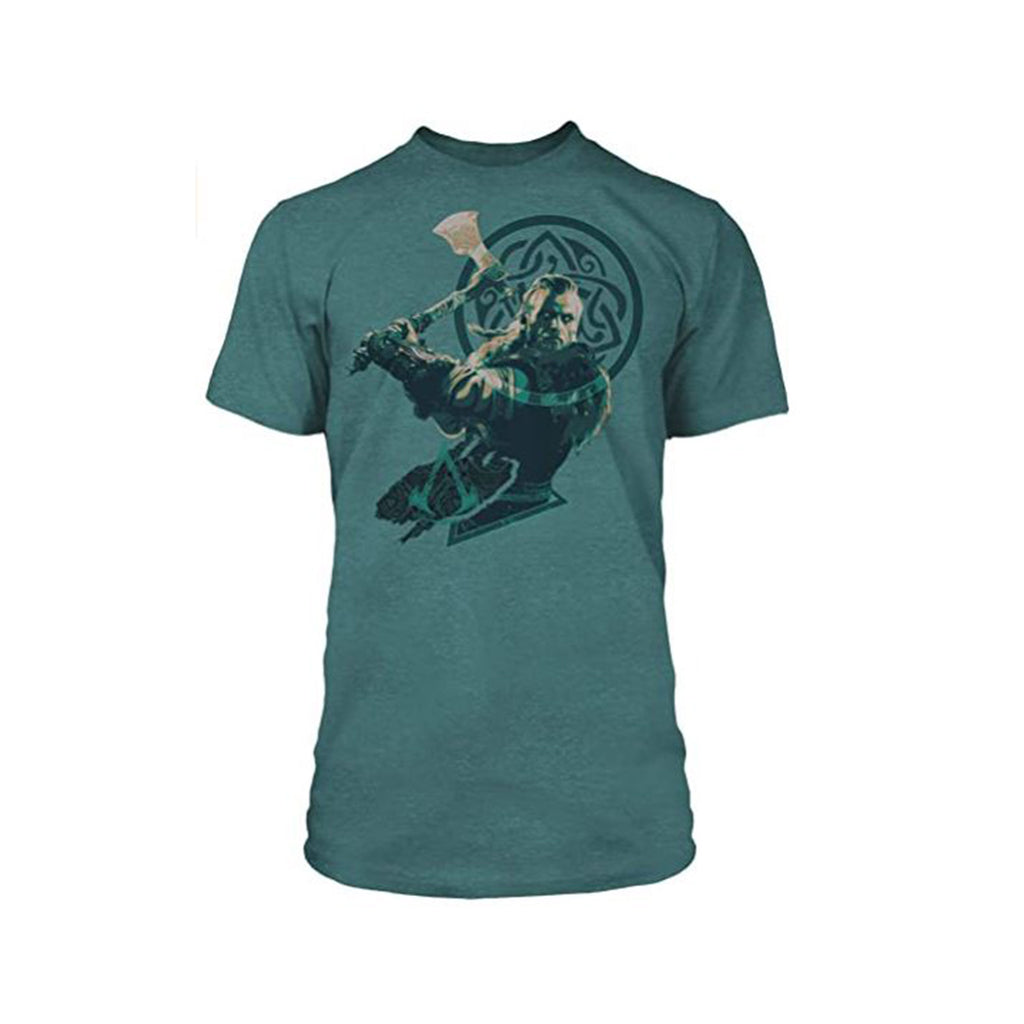 Assassin's Creed Valhalla Eivor's Defense Premium Tee Cyan Black Heather Medium Shirt