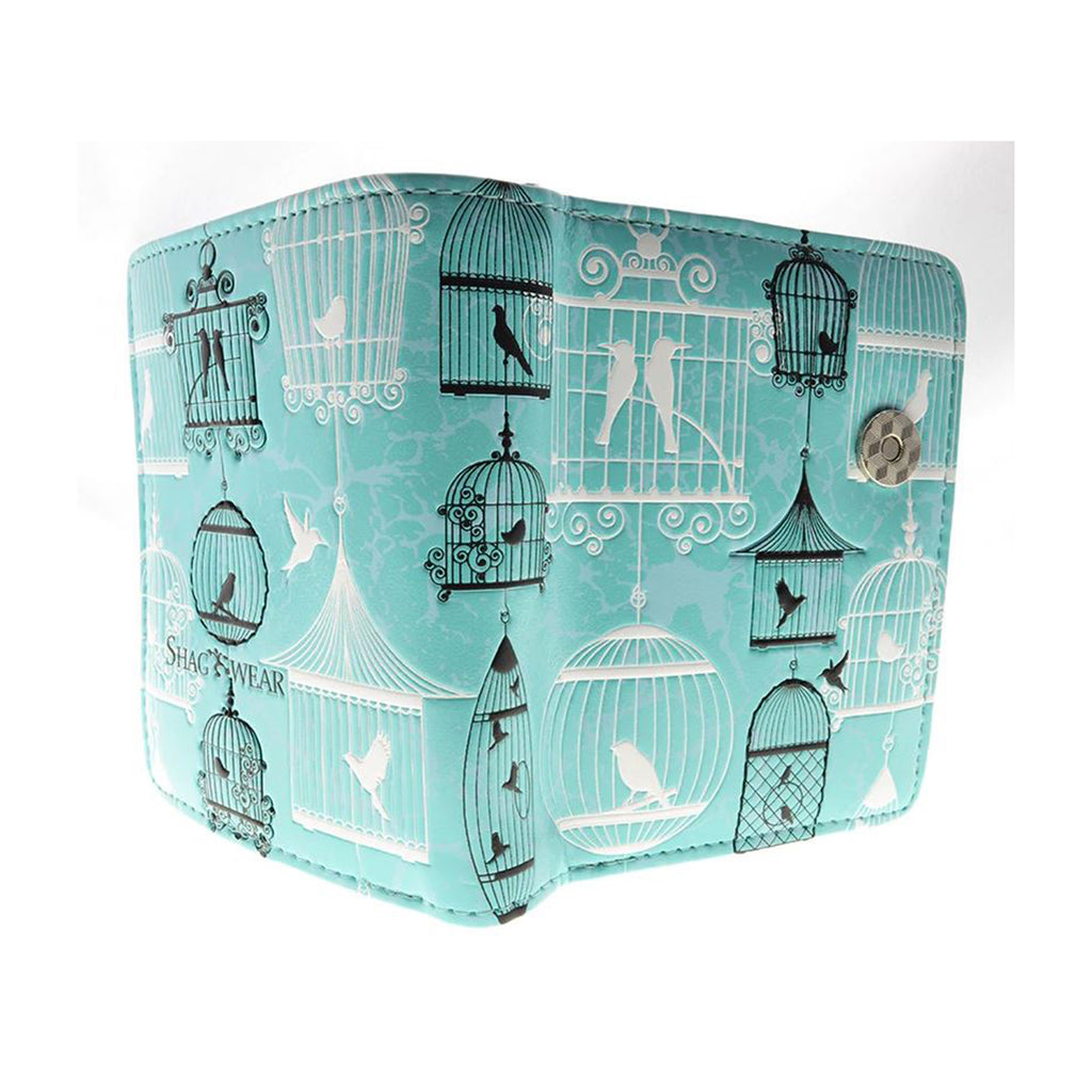 Shagwear Vintage Bird Cages Small Aqua Blue Zipper Wallet - Radar Toys