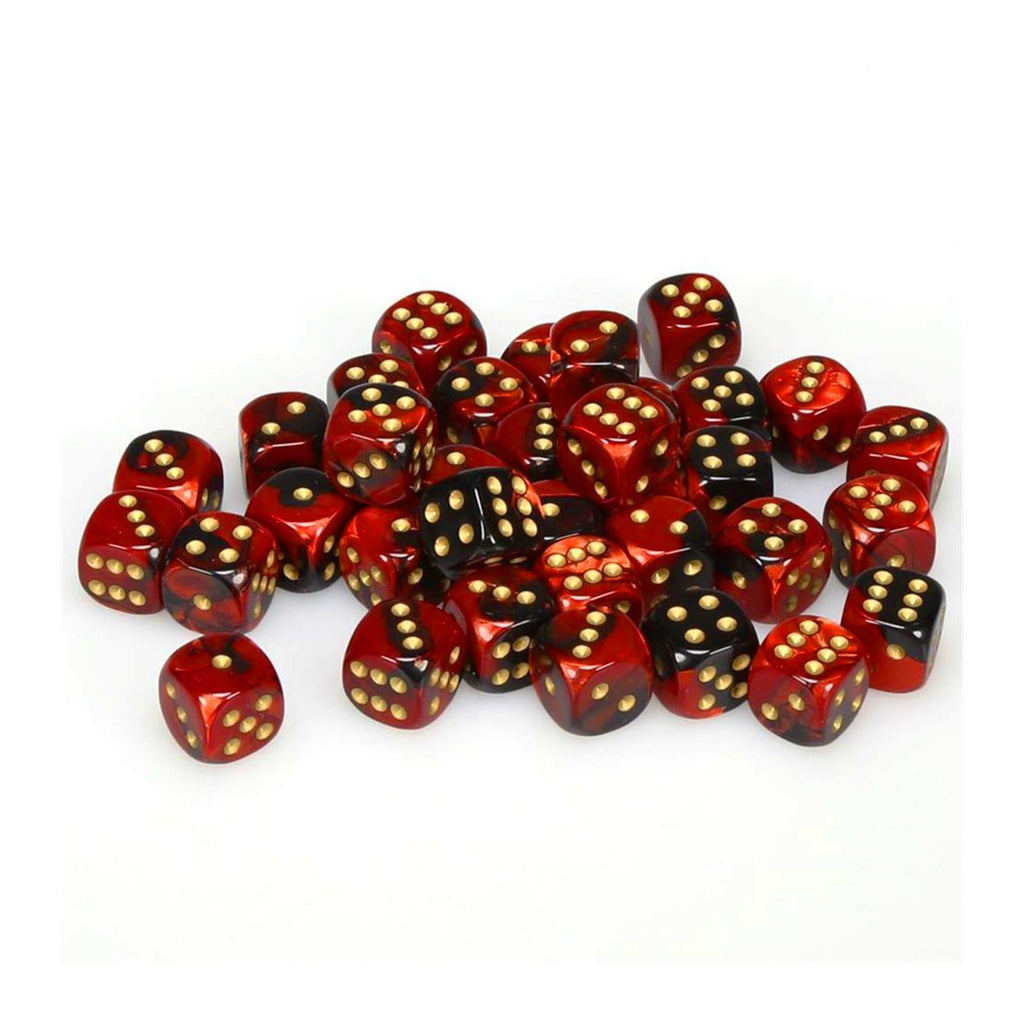 Chessex 12mm D6 Set Dice 36 Count Gemini Black-Red/Gold CHX 26833