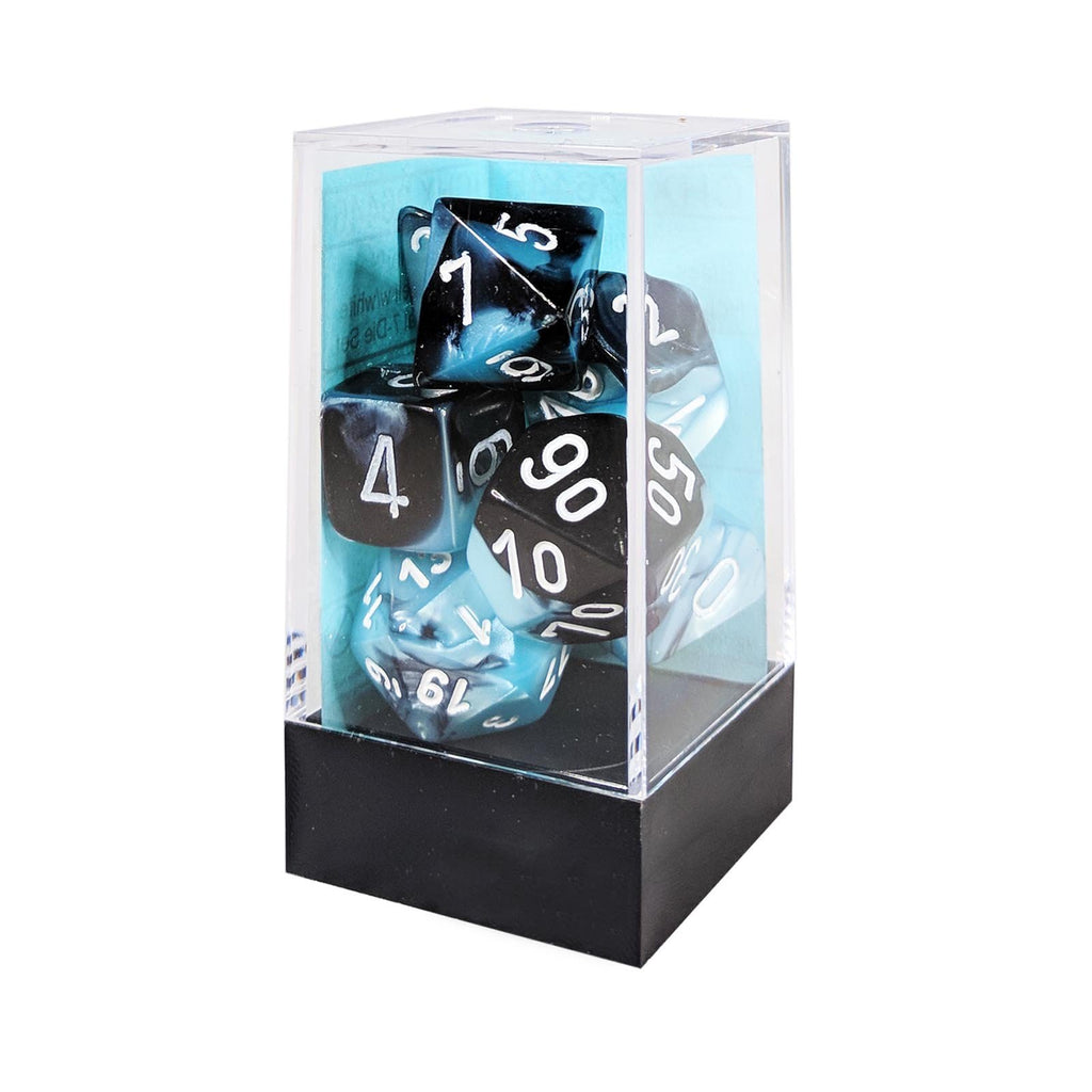 Chessex 7 Set Dice Gemini Black-Shell w/White CHX 26446