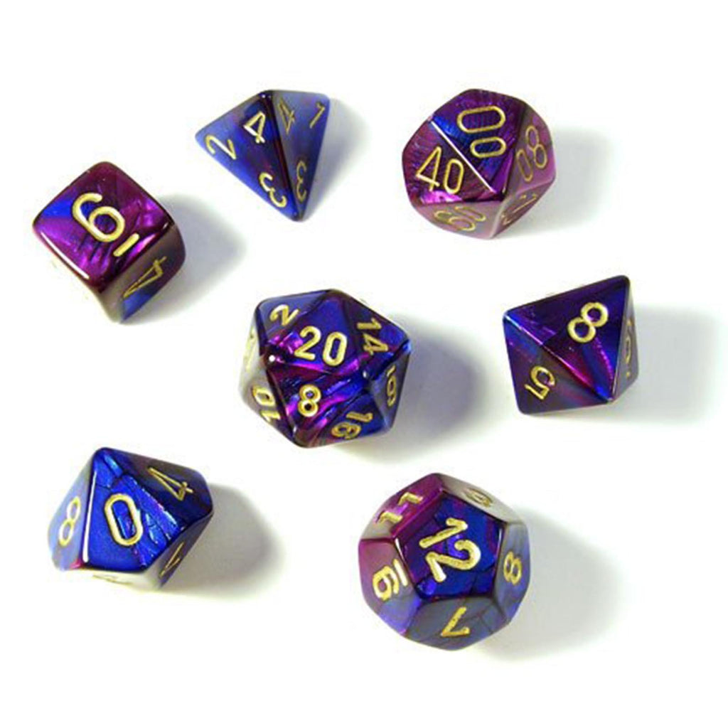 Chessex 7 Set Dice Gemini Blue-Purple/Gold CHX 26428