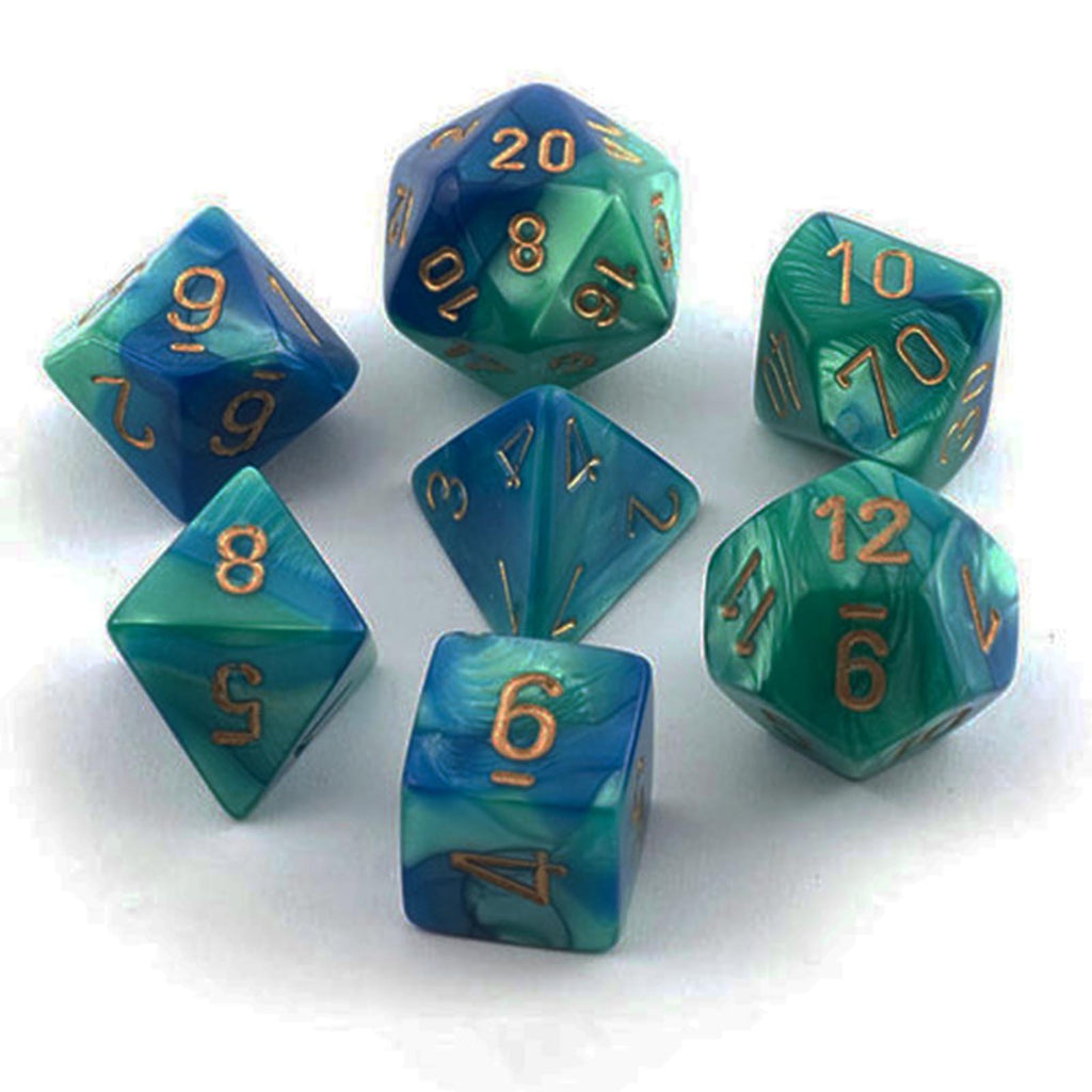 Chessex 7 Set Dice Gemini Blue-Teal/Gold CHX 26459