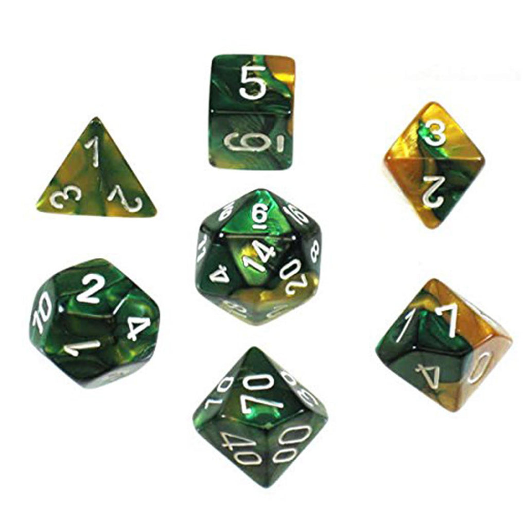 Chessex 7 Set Dice Gemini Gold-Green/White CHX 26425