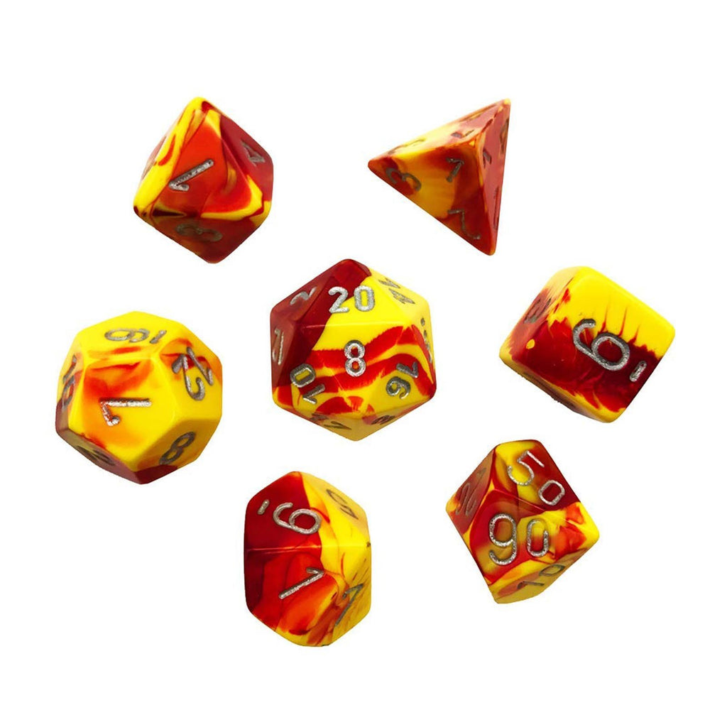 Chessex 7 Set Dice Gemini Red-Yellow/Silver CHX 26450