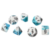 Chessex 7 Set Dice Gemini Teal-White/Black CHX 26444 - Radar Toys