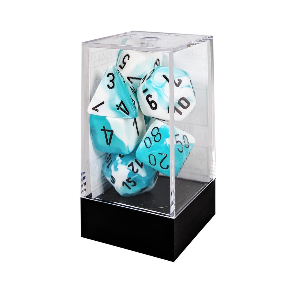 Chessex 7 Set Dice Gemini Teal-White/Black CHX 26444