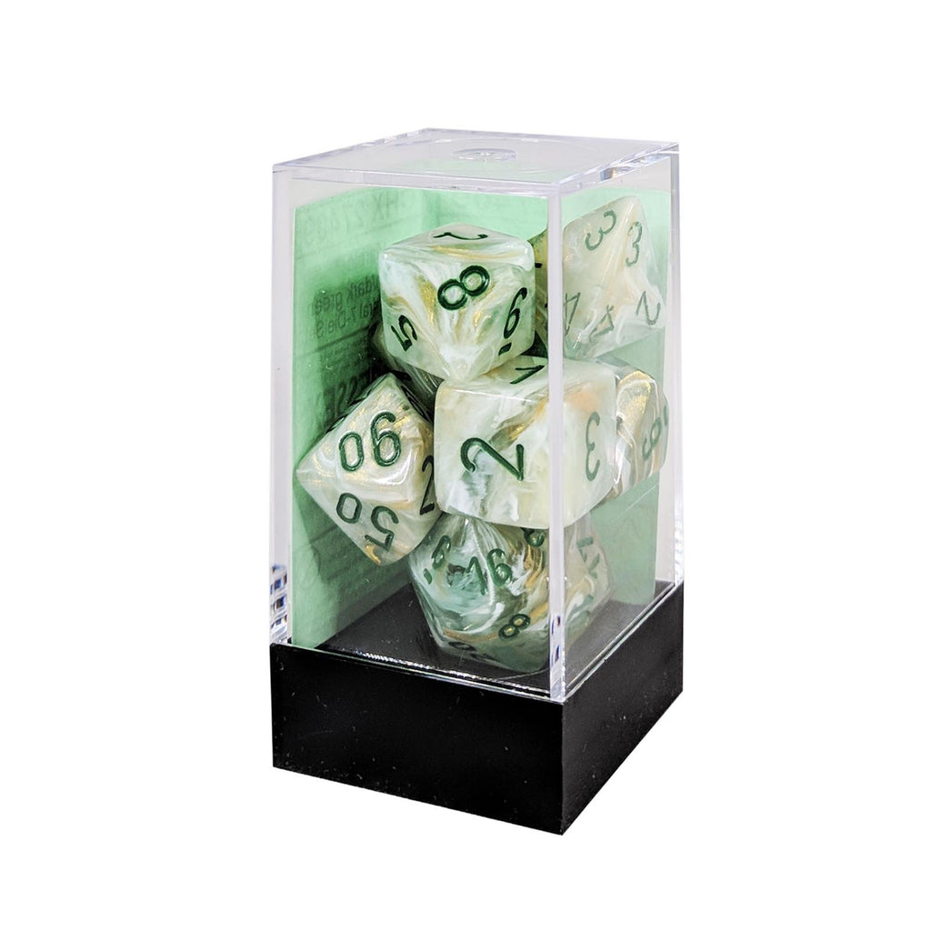 Chessex 7 Set Dice Marble Green/Dark Green CHX 27409