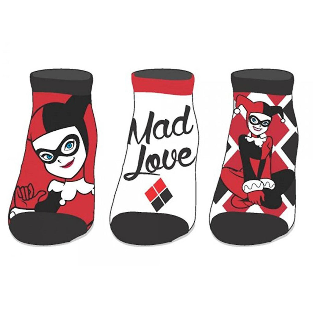 DC Comics Harley Quinn 3 Pairs Of Ankle Socks